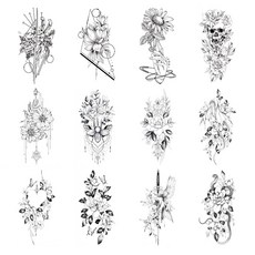 Seggumidaehaeng 花朵圖案紋身紙紙, 12張