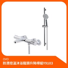 京典衛浴OVO防燙控溫沐浴龍頭升降桿組Y9103，淋浴組花灑組，安全恆溫，升降調節，簡約時尚, 1個