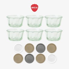 [WECK]링케이크 568(280ml) 유리병 6개 + PE뚜껑 8개 세트, 1세트, PE뚜껑색상 (그린레이 8개)