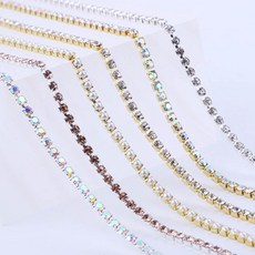 네일 파츠 체인 6종 세트 약 25cm 극세 2mm 라인스톤 진주 크리스탈 실버 골드 오로라 AAA급 네일 체인 빛남 데코 네일 아트 주얼리 스타일리시 귀여워.