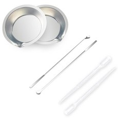 HUBEST 6Pc 스테인리스 스틸 페인트 혼합 트레이 세트: 작은 원형 금속 팔레트 2개 이중 끝 스푼 & 주걱 교반기 모델 취미 미니어처 수채화 및 메이크업 블렌딩을 위한, KIT 2