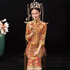 龍鳳褂秀禾服2021新款中式新娘結婚敬酒服嫁衣中國風秀和春秋 秀禾服 中式 婚服 新娘服 禮服