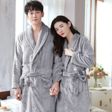 극세사 샤워 가운 부드러운 두꺼운 여성 겨울 샤워 가운 목욕 커플 수면 웨어 잠옷, 화이트