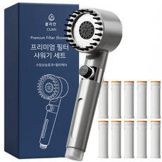 클리안 수압상승 고압 3단조절 필터 샤워기헤드, 다크그레이, 1개