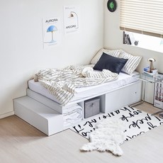 보루네오 플로우 빅수납침대 SS 낮은형, 화이트