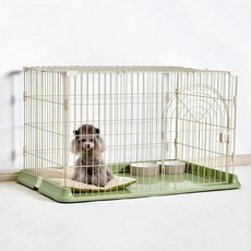 강아지 우리 견용 펜스 펫 케이지 지붕 포함 75cmx50cmx44cm 펜스 소형견 중형견 반려동물용품 접이식 간단 조립 실내외 겸용, 녹색, 1개