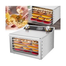 냉동 건조기 400W 6-12층 0-12H 타이머 35-90℃ 온도 6인치 팬 블레이드 360° 냉각 과일 채소 고기 해산물, 6layers, Stainless Steel