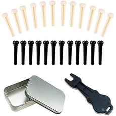 24개 어쿠스틱 기타 브릿지 핀 피스와 1개 풀러 제거기 아이보리 및 블랙 진롭, Home utility version