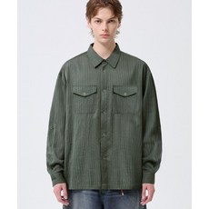 매장정품 트릴리온 TRILLION 링클 시어 오버핏 롤 업 긴팔 셔츠_카키 TRFSH18KH 124139