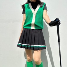 골프니트조끼 여성골프웨어 썸머 별 펀칭 브이넥 시원한 골프가디건베스트 로로얼로이