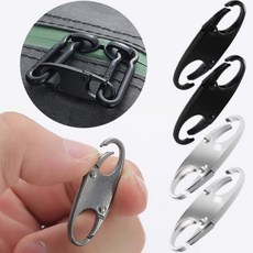 [셀러스토리] 셀프 수선 원터치 양방향 S자형 스프링 지퍼 손잡이 고리 4개입, 1세트, 블랙2개X실버2개