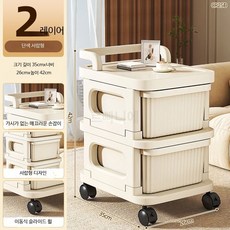 루미에뜨 가정용 수납장 간식 선반 카트 바닥형 다층 수납 선반 서랍형 이동식 장난감, 1단, 2_2층순색서랍두꺼운재질