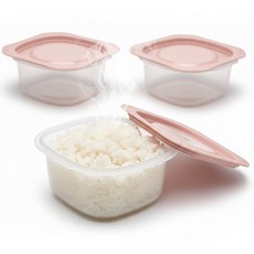 레브홈 국산 전자렌지용 국산 소분 용기 300ml, 3개, 핑크