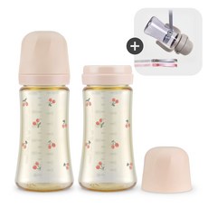 그로미미 체리쉬 PPSU 젖병 트윈팩 + 빨대컵홀더, 1개, 300ml, 체리쉬 트윈팩젖병 스윗피치 + 빨대컵홀더