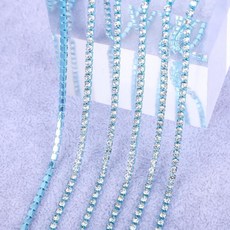 크리스탈 유리 라인석 체인 바닥 바느질 컵 트림, 19. Crystal-Blue