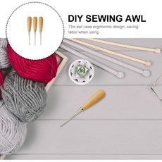 펀칭 3개입 펀치 홀 아울스 공예 용품 솔리드 우드 핸들 재봉 패치워크 드릴링 DIY 도구 핸드헬드