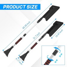 Wuyaoyao 2-in-1 스노우 브러시 및 아이스 스크레이퍼 81.3~101.6cm(32~40인치) 확장 가능한 자동차 앞유리 창용 EVA ABS 탈착식 제설 도구 폼