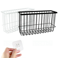 스토어24 부착식 직사각 철제 수납 바구니 주방바구니, 화이트