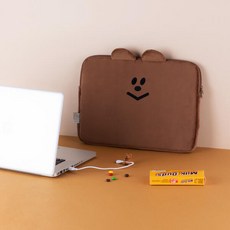 모모씨 베어 노트북 파우치 15인치 3color, 브라운, 1개