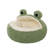 青蛙造型深度睡眠半棚窩 寵物睡窩，可愛造型，柔軟舒適，可拆洗設計，寵物安心好眠, 綠色, 1個