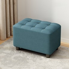 Arsjuo 현관 의자 원목 가죽 쇼파 풋 스툴, 1개, 다크 그린