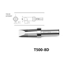 ATTEN安泰信 T500系列烙鐵頭 ST-1503智能物聯網高頻數顯電焊台用, 1個, 原廠T500-8D烙鐵頭