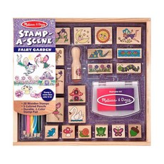 정품++ 멜리사앤더그 Melissa & Doug Stamp-a-Scene 스탬프 패드: 요정 정원 - 나무 20개 색연필 5개 2색 패드, 정품++ 멜리사앤더그 Melissa & Doug Sta