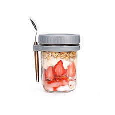 時尚早餐玻璃燕麥杯 韓風玻璃燕麥杯 早餐杯 送湯匙 燕麥杯 密封罐 密封杯 梅森杯 早餐杯 350ml