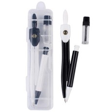 圓規套組 (兩件組) 繪圖設計 0.7筆芯 直尺 三角尺 量角器 不鏽鋼圓規 數學繪圖 學習文具, 1個, 兩件圓規套組【黑】, 兩件圓規套組/顏色隨機【黑底白/白底黑】