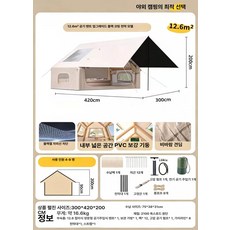 올앤코 에어텐트 캠핑감성용품 가족텐트 에어텐트용, 기본 사용 인원, 옥스포드 텐트+블랙 코팅 캐노피+전동 펌프