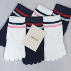 노블삭스 여자 쫀쫀한 순면 감촉 단목 발가락 양말 6켤레 국내생산 심플디자인