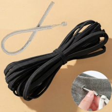 BEST-BB 바지 고무줄 밴드 끼우개 세트 10mm*10m, 1개, 블랙