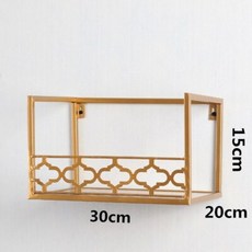 황금 벽 선반 장식 저장 선반 침실 연철 책장 거실 화분 프레임 금속 중공 디스플레이 스탠드, gold S