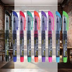 붓펜 컬러 9색 판촉물 서예 홍보물 캘리그리피 수성 지방쓰기, 청색