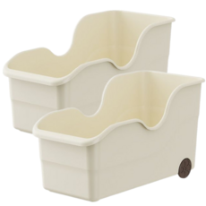 오브뉴 슬라이딩 주방 정리함 후라이팬 정리대 2p, 1세트, 크림색