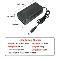 42V 4A 스마트 고속 충전 리튬 배터리 36V 10 시리즈 이온 내장 냉각 팬, 03 US Plug, 02 DC5521