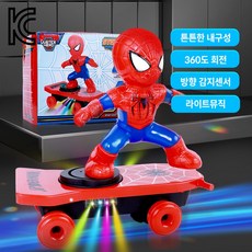 베이제 스파이더맨 회전 뒤집기 사운드 라이트 스케이트 장난감 보드 울트라맨 스케이트보드 어린이 장난감 JHB-801, 1개, 레드
