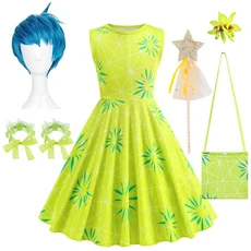 인사이드 아웃 슬픈 드레스 소녀 할로윈 기쁨 코스프레 의상 어린이 만화 역할 놀이 프린트 키즈 판타지 파, 01 Dress Sets 04, 04 2T Tag-100