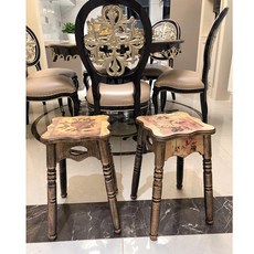 클래식 화장대 의자 스툴 빈티지 사각 메이크업 유럽풍, 1줄 클래식 로즈 유럽 빈티지 왼쪽 플로럴