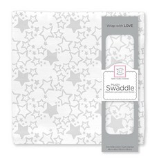 SwaddleDesigns 면 모슬린 포대기 담요 남아 및 여아용 속싸개 최고의 샤워 선물 116.8 x 116.8cm46 46인치 어린 양 스털링 182379, Starshine, Sterling