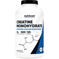 뉴트리코스트 미세화 크레아틴 모노하이드레이트 3 000mg 500캡슐 125인분 캡슐당 750mg, 500정, 1개