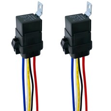 2 팩 4030 AMP 12V DC 방수 5핀 SPDT 자동차 릴레이 키트중형 통조림 구리 피그테일 하네스 포함 트럭 오토바이 보트 헤드라이트 안개등 팬용
