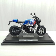 宅米吉 全新盒裝現貨 1:12 寶馬 BMW NINET 拿鐵 藍色 (聲光車) 模型車 玩具 兒童 重機 摩托車, 1個