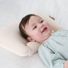 민감피부 추천 아이누오 국내생산 100% 오가닉 아기 신생아 두상 태열 베개, 1개, 베이지색