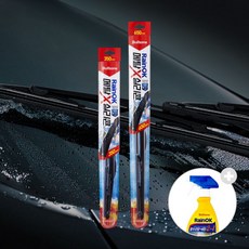 라운지 전용 불스원 레인OK 메탈 실리콘와이퍼 2개입 +발수세정 스프레이 207104, 600mm+600mm207104