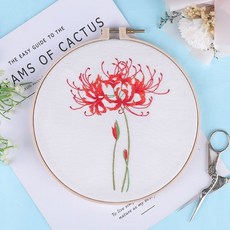 刺繡手工DIY材料包 全新刺繡DIY手工製作初學者材料包 中國風蘇繡絲帶繡品挎包戳戳繡, 彼岸花【材質包+輔助繡繃】, 1個