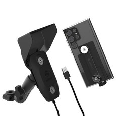 알리노 오토바이 자석 충전거치대 백미러형 패드 딱판 USB연결 5V, USB백미러형거치대
