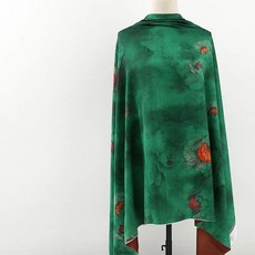 새로운 중국 스타일 새틴 롱 드레스 허리 조임 V넥 아세테이트 원단 플로럴 프린트 소매 여름 우아한 여성, 01 하얀색, 02 에스 ( 재고 )