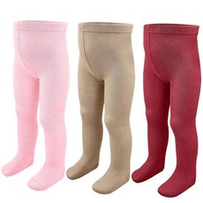 ZERULETS 여아용 타이츠 레깅스 3팩 면 심리스 두꺼운 0-24개월 신생아 유아 스타킹 바지 01-블랙 화이트 핑크 153930, 10-라이트 핑크, 오트밀, 데이트 레드