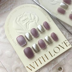 茉莉花茶爆閃瓷白溫柔顯白純手工光療穿戴甲秋冬短款美甲, 1個, 658溫柔豆沙貓眼,S